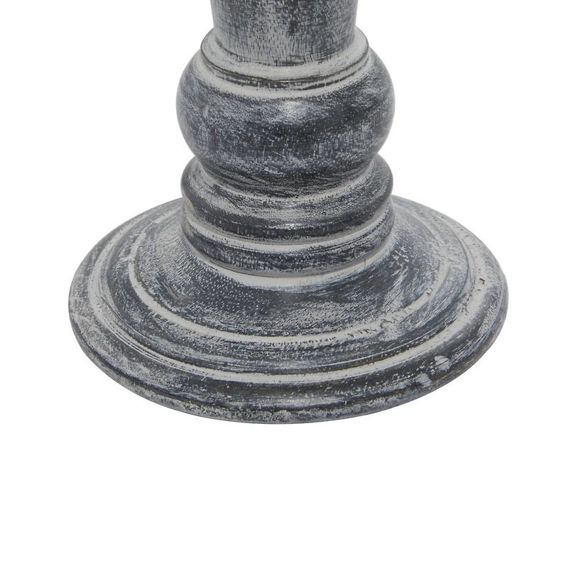 Black Mango Wood Traditional Candle Holder Set