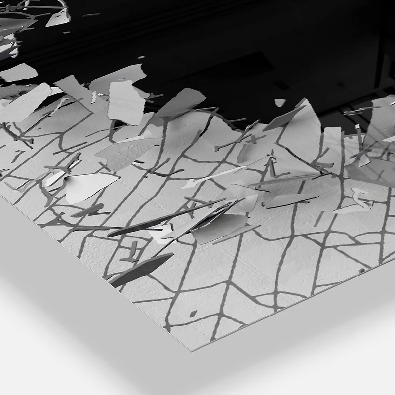 Designart Abstract Broken Wall 3D Design Rectangular Wall Clock