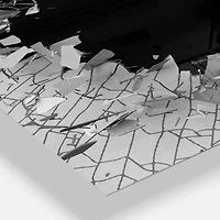 Designart Abstract Broken Wall 3D Design Rectangular Wall Clock