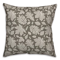 Gray Fall Leaves Pattern Throw Pillow