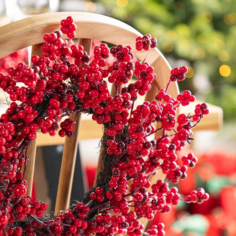 Glitzhome® 14"D Christmas Mini Red Berries Wreath Set