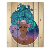 Designart - Portrait of Afro American Woman With Blue Hair II