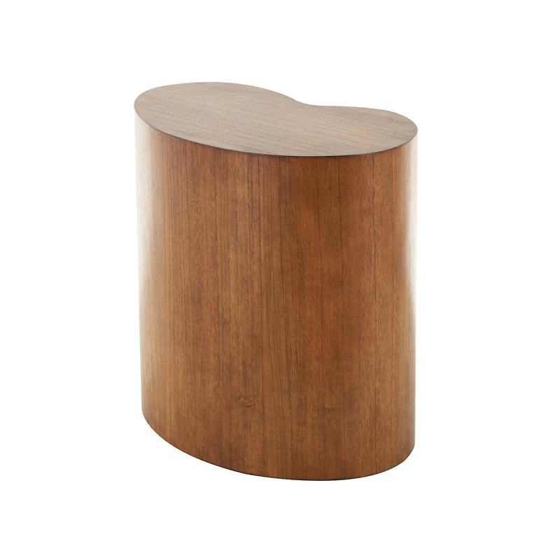 22.5" Brown Wood Heart Inspired Side End Accent Table
