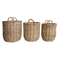 Hello Honey® Natural Woven Rattan Storage Basket Set