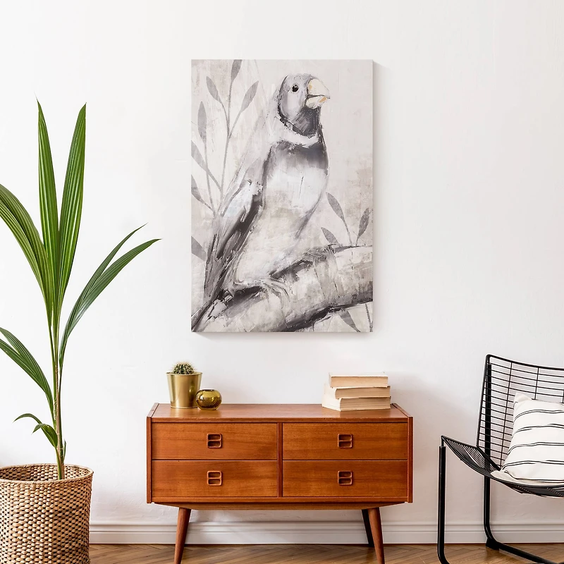 Dusty Blue Bird Canvas Wall Art