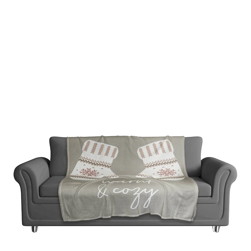 Warm And Cozy Mittens 50x60 Coral Fleece Blanket