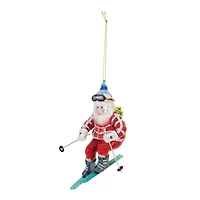 4.75" Glass Ski Santa Ornaments, 6ct.
