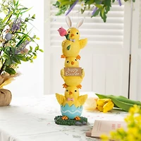Glitzhome® 13.25" Easter Resin Stackable Chickens Table Decor