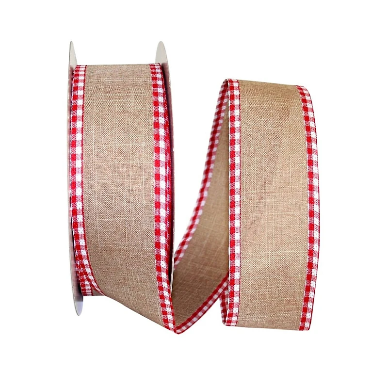 Reliant 2.5" x 50yd. Linen Gingham Check Wired Ribbon