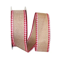 Reliant 2.5" x 50yd. Linen Gingham Check Wired Ribbon