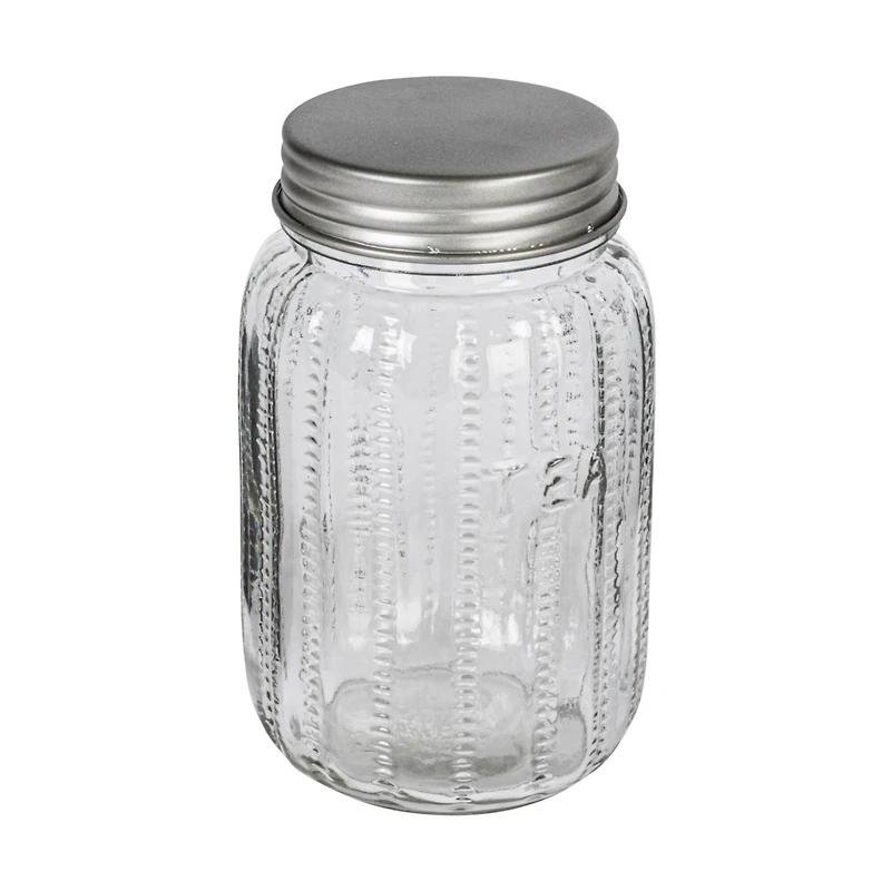 Hello Honey Tea Embossed Glass Jar with Metal Lid