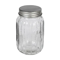 Hello Honey Tea Embossed Glass Jar with Metal Lid