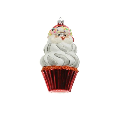 4.75" Santa Cupcake Glass Ornament by Ashland®