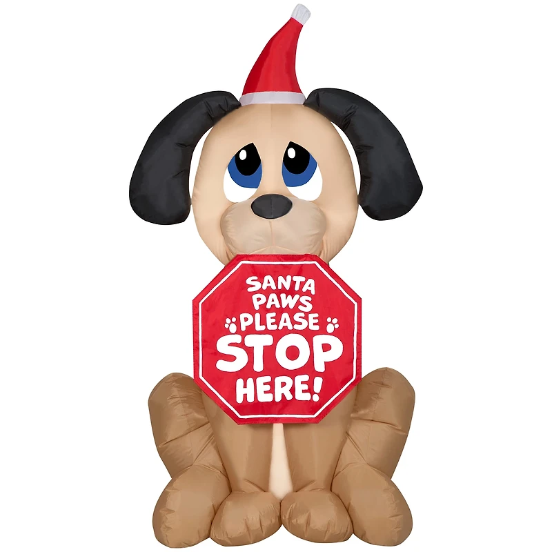 5ft. Airblown® Inflatable Christmas Dog with Santa Paws Sign