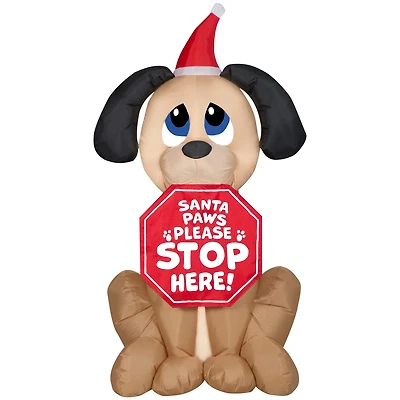 5ft. Airblown® Inflatable Christmas Dog with Santa Paws Sign