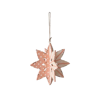 Hello Honey® 5" Pink Paper Mache Snowflake Ornament