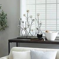 27" Black Metal Floral Sculpture with Capiz Embellishments