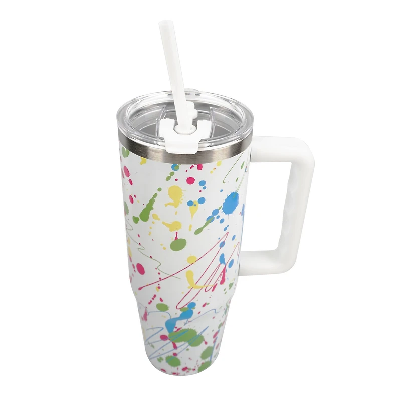 30oz. White Splatter Stainless Steel Insulated Tumbler by Celebrate It™
