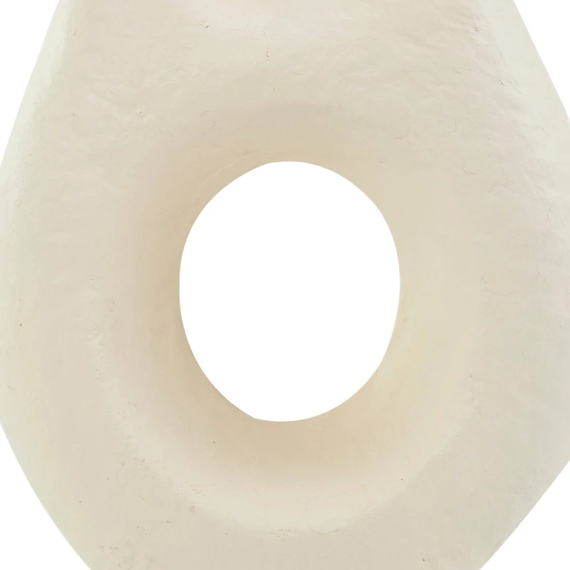 14" Beige Paper Mache Abstract Double Opening Vase