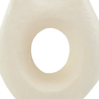 14" Beige Paper Mache Abstract Double Opening Vase