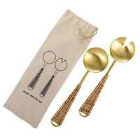 Hello Honey® Rattan Wrapped Stainless Steel Salad Server Utensil Set