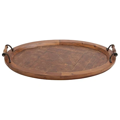 29" Natural Brown Wood Rustic Tray