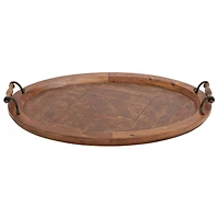 29" Natural Brown Wood Rustic Tray