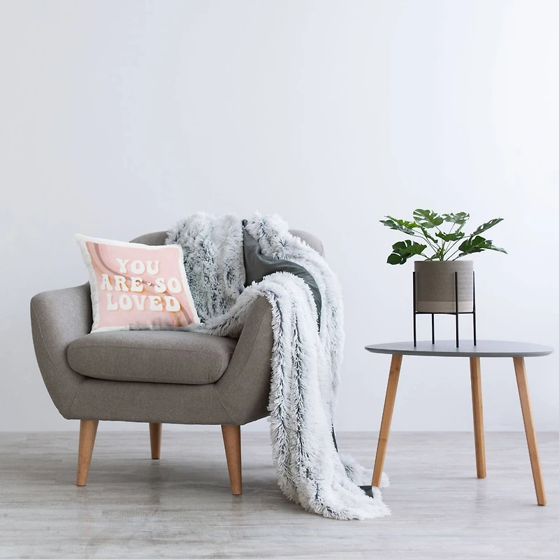 Stupell Industries You Are Loved Retro Pink Rainbow Stripes Throw Pillow, 18" x 18"