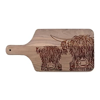 17" Wash Up Cow Sketch Walnut Paddle Cutting Board