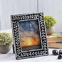 5" x 7" Black with Mother of Pearl Leaf Tabletop Frame, Atelier by Studio Décor®