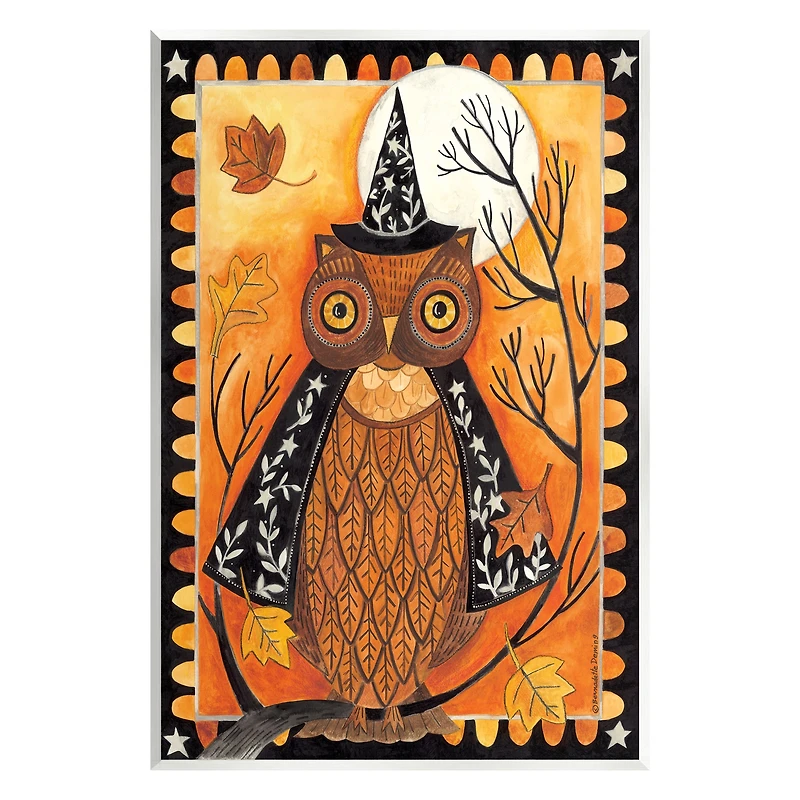 Stupell Industries Seasonal Autumn Owl Moonlit Night Wall Plaque Art