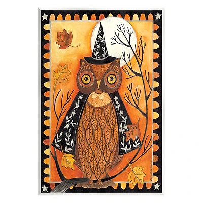 Stupell Industries Seasonal Autumn Owl Moonlit Night Wall Plaque Art