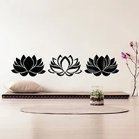 RoomMates Black Line Art Lotus Peel & Stick Giant Wall Decal Set