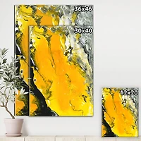 Designart - Yellow , Black and Marbled Acrylic Painting
