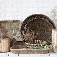 Hello Honey® 12.5" Brown Woven Buri & Banana Fiber Basket Organizer