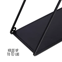 Honey Can Do 28" Black Three-Tier Triangle Decorative Metal Wall Shelf