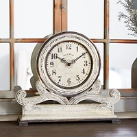16" White Distressed Wood Country Clock