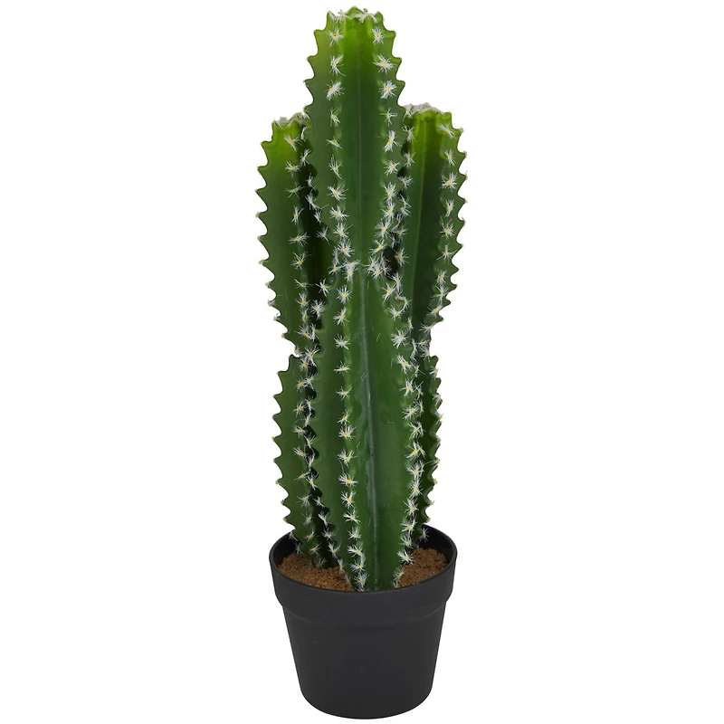 The Novogratz 2ft. Green Cactus Faux Foliage Artificial Plant with Black Round Pot