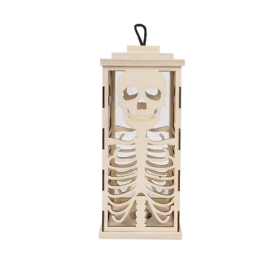 10" DIY LED Skull Wood Lantern Décor by Make Market®