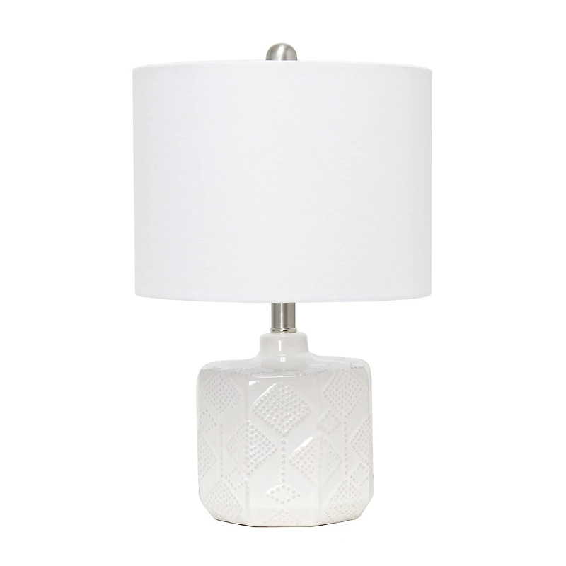 Lalia Home 19" Off-White Ceramic Eyelet Pattern Floral Textured Table Lamp