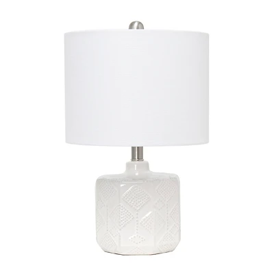 Lalia Home 19" Off-White Ceramic Eyelet Pattern Floral Textured Table Lamp