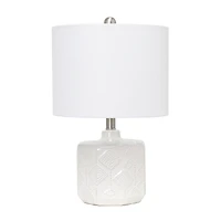 Lalia Home 19" Off-White Ceramic Eyelet Pattern Floral Textured Table Lamp