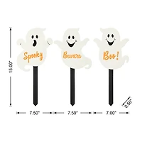 Glitzhome® 15" Halloween Wooden Ghost Yard Stake Set