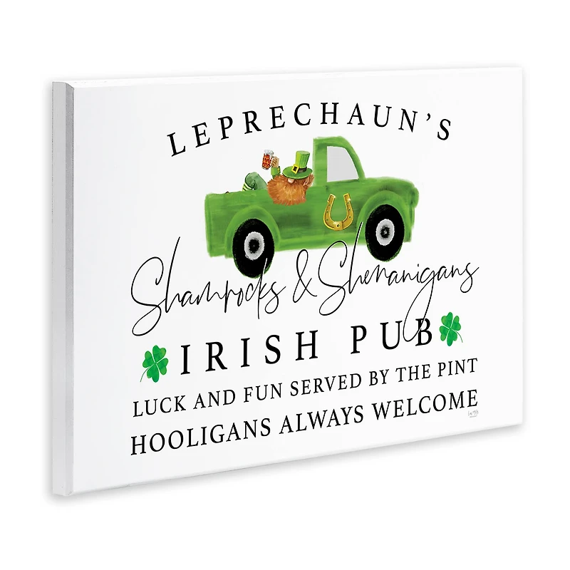 Stupell Industries Irish Pub Whimsical Leprechaun Green Shamrock Details Wall Plaque Art