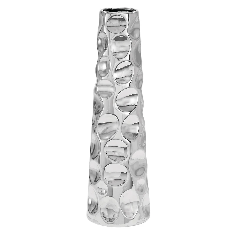 Silver Ceramic Glam Vase, 20" x 6" x 6"