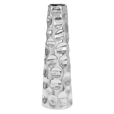 Silver Ceramic Glam Vase, 20" x 6" x 6"