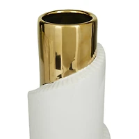 Set of 3" Gold Stoneware Contemporary Vase 15", 12", 9"