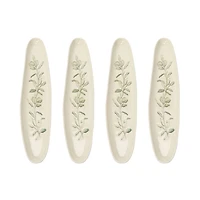 Hello Honey® Cream & Green Reactive Crackle Glaze Oval Debossed Stoneware Tray Set