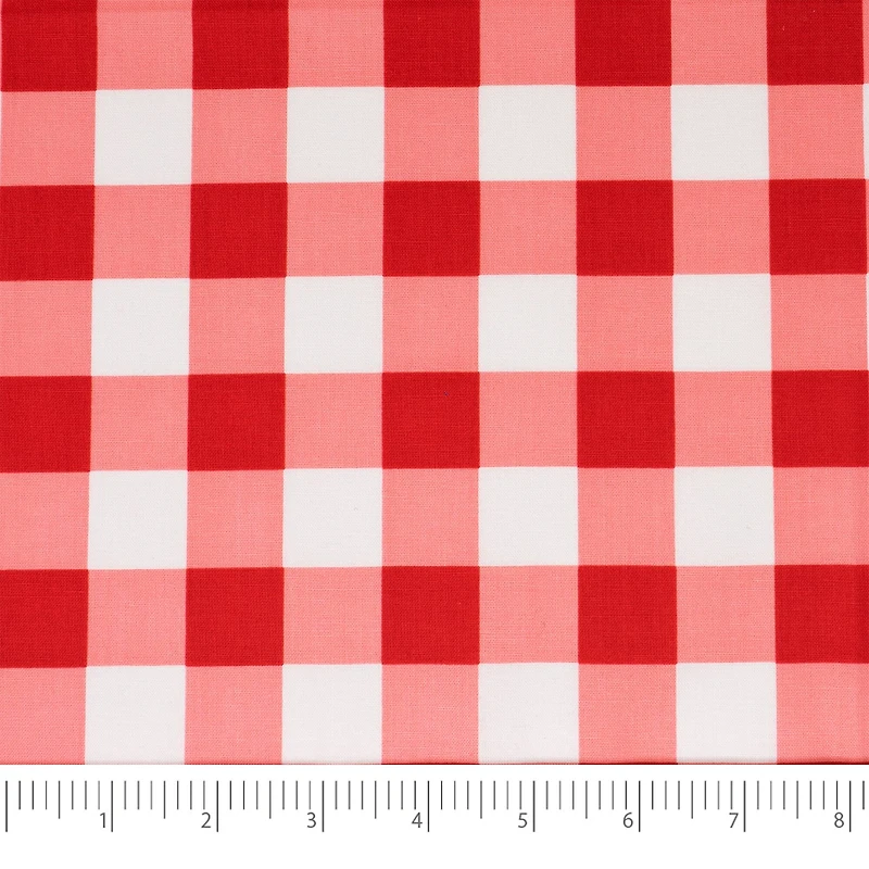 SINGER Red Gingham Print Ringspun Cotton Fabric