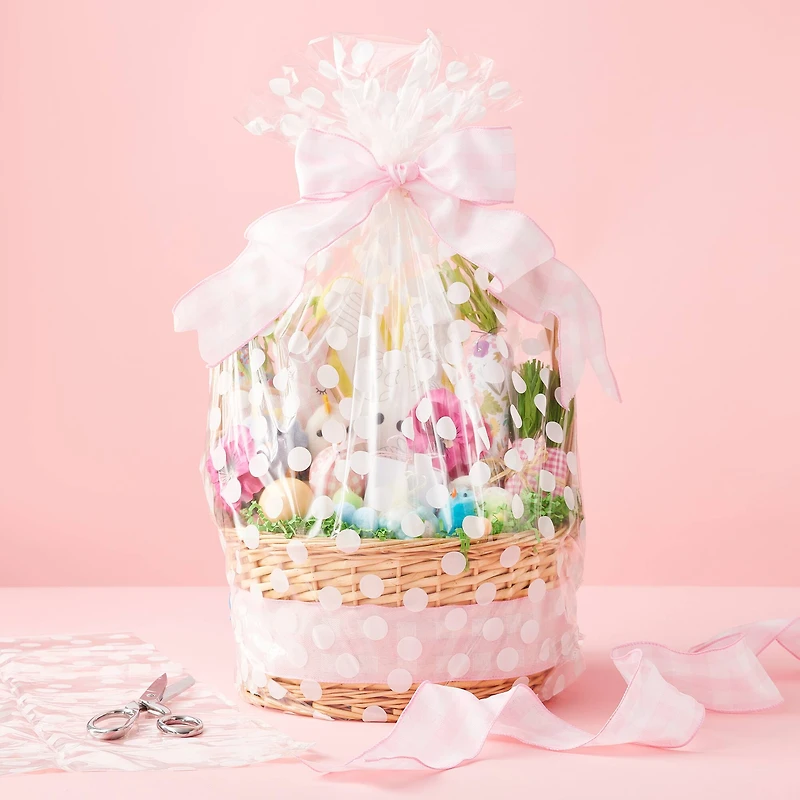 25" White Polka Dot Basket Gift Bags by Celebrate It™, 6ct.